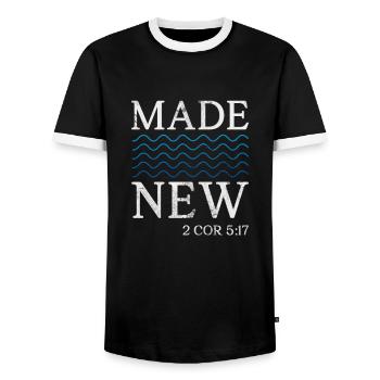 Bible - Men's Ringer Shirt - black/white - Front - AI Model Female 172 light (172cm) & AI Model Male 178 light (178cm)