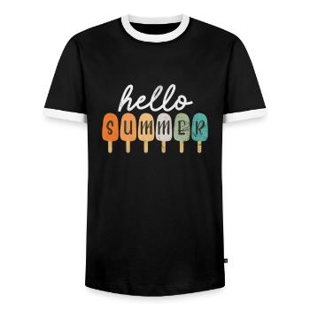 Eiscreme - Männer Kontrast-T-Shirt - Schwarz/Weiß - Vorne - AI Model Female 172 light (172cm) & AI Model Male 178 light (178cm)