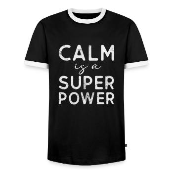 Méditation - T-shirt contrasté Homme - noir/blanc - Devant - AI Model Female 172 light (172cm) & AI Model Male 178 light (178cm)