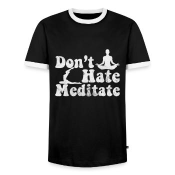 Méditation - T-shirt contrasté Homme - noir/blanc - Devant - AI Model Female 172 light (172cm) & AI Model Male 178 light (178cm)
