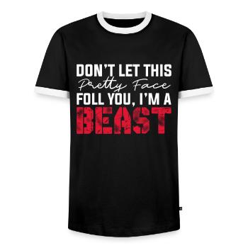 Wrestling Wrestler Fight Wrestling Ringer Gift - Men's Ringer Shirt - black/white - Front - AI Model Female 172 light (172cm) & AI Model Male 178 light (178cm)