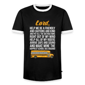 Busfahrer Busfahrerin Bus Schuhlbus Geschenk - Männer Kontrast-T-Shirt - Schwarz/Weiß - Vorne - AI Model Female 172 light (172cm) & AI Model Male 178 light (178cm)
