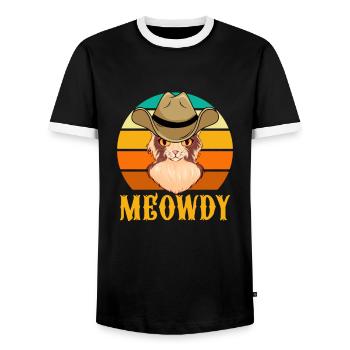 Cowboy Cowboy bottes Western cadeau - T-shirt contrasté Homme - noir/blanc - Devant - AI Model Female 172 light (172cm) & AI Model Male 178 light (178cm)