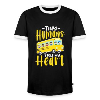 Chauffeur de bus Chauffeur de bus Bus Schuhlbus cadeau - T-shirt contrasté Homme - noir/blanc - Devant - AI Model Female 172 light (172cm) & AI Model Male 178 light (178cm)