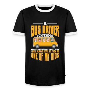 Chauffeur de bus Chauffeur de bus Bus Schuhlbus cadeau - T-shirt contrasté Homme - noir/blanc - Devant - AI Model Female 172 light (172cm) & AI Model Male 178 light (178cm)