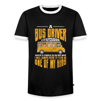 Busfahrer - Männer Kontrast-T-Shirt - Schwarz/Weiß - Vorne - AI Model Female 172 light (172cm) & AI Model Male 178 light (178cm)