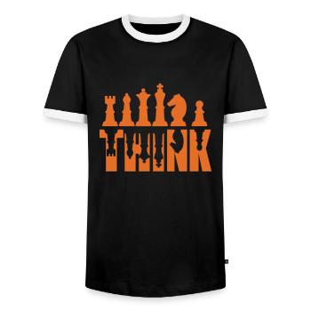 Chess Chessboard Checkmate Chess Player - Men's Ringer Shirt - black/white - Front - AI Model Female 172 light (172cm) & AI Model Male 178 light (178cm)