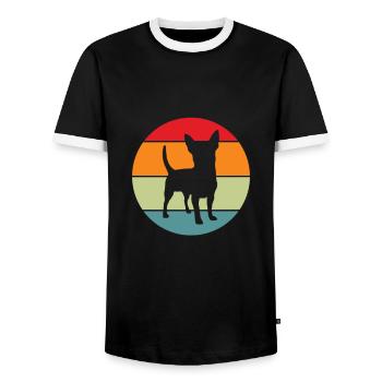 Chihuahua chien chien école chien propriétaire cadeau - T-shirt contrasté Homme - noir/blanc - Devant - AI Model Female 172 light (172cm) & AI Model Male 178 light (178cm)