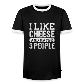 Cheese - Men's Ringer Shirt - black/white - Front - AI Model Female 172 light (172cm) & AI Model Male 178 light (178cm)