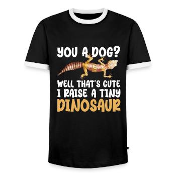 Gecko Salamander Lizard Reptile Gift - Men's Ringer Shirt - black/white - Front - AI Model Female 172 light (172cm) & AI Model Male 178 light (178cm)
