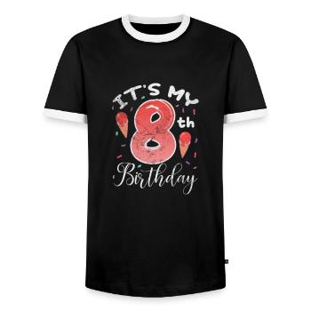 Eiscreme - Männer Kontrast-T-Shirt - Schwarz/Weiß - Vorne - AI Model Female 172 light (172cm) & AI Model Male 178 light (178cm)