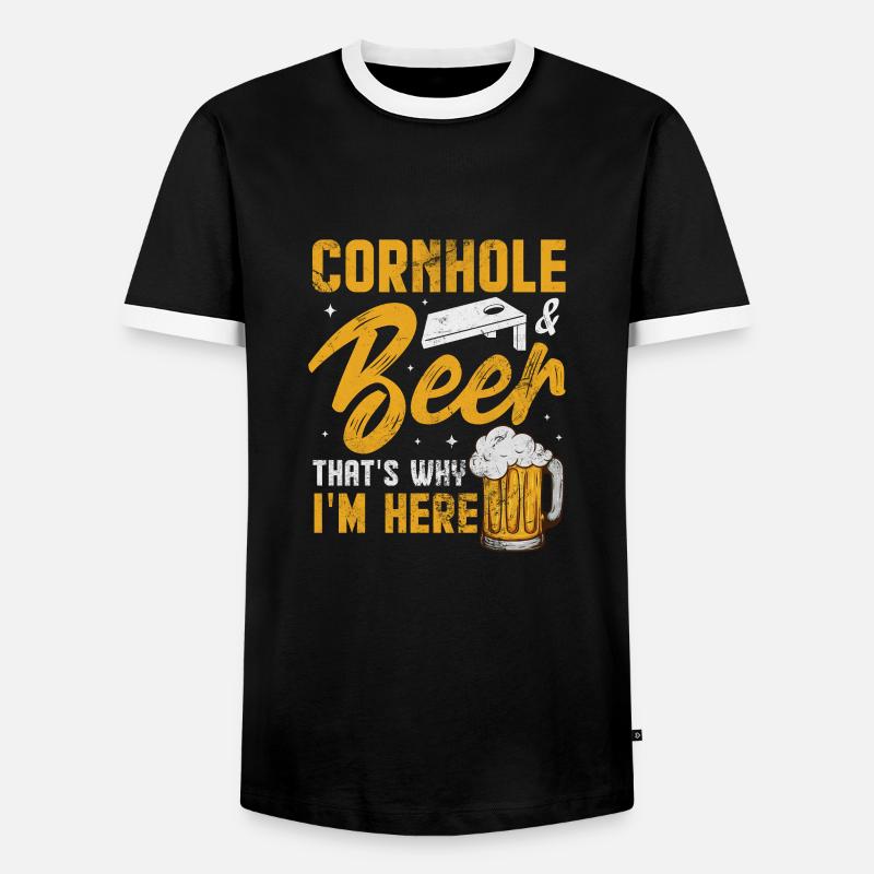 Cornhole - Männer Kontrast-T-Shirt - Schwarz/Weiß