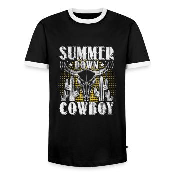 Cow-boy - T-shirt contrasté Homme - noir/blanc - Devant - AI Model Female 172 light (172cm) & AI Model Male 178 light (178cm)