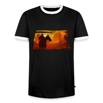 Cow-boy - T-shirt contrasté Homme - noir/blanc - Devant - AI Model Female 172 light (172cm) & AI Model Male 178 light (178cm)