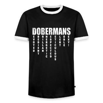 Doberman chien chiens cadeau pour animaux de compagnie - T-shirt contrasté Homme - noir/blanc - Devant - AI Model Female 172 light (172cm) & AI Model Male 178 light (178cm)