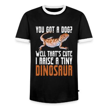 Gecko Salamander Lizard Reptile Gift - Men's Ringer Shirt - black/white - Front - AI Model Female 172 light (172cm) & AI Model Male 178 light (178cm)