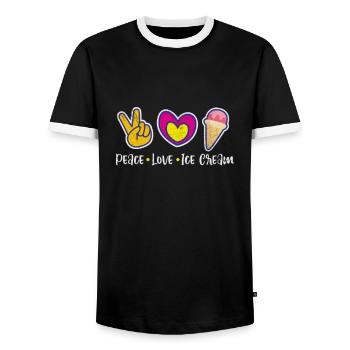 Eiscreme - Männer Kontrast-T-Shirt - Schwarz/Weiß - Vorne - AI Model Female 172 light (172cm) & AI Model Male 178 light (178cm)