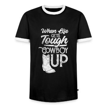 Cowboy - Männer Kontrast-T-Shirt - Schwarz/Weiß - Vorne - AI Model Female 172 light (172cm) & AI Model Male 178 light (178cm)
