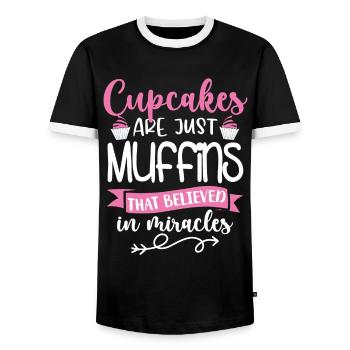 Cupcake Muffin Baking Gift - Men's Ringer Shirt - black/white - Front - AI Model Female 172 light (172cm) & AI Model Male 178 light (178cm)