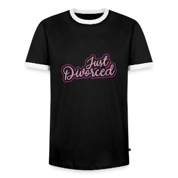 Divorce - Men's Ringer Shirt - black/white - Front - AI Model Female 172 light (172cm) & AI Model Male 178 light (178cm)