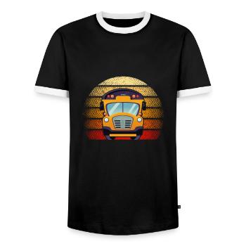 Chauffeur de bus Chauffeur de bus Bus Schuhlbus cadeau - T-shirt contrasté Homme - noir/blanc - Devant - AI Model Female 172 light (172cm) & AI Model Male 178 light (178cm)