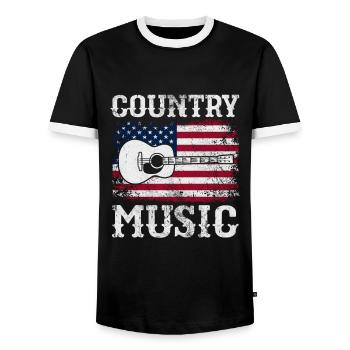 Country - Men's Ringer Shirt - black/white - Front - AI Model Female 172 light (172cm) & AI Model Male 178 light (178cm)