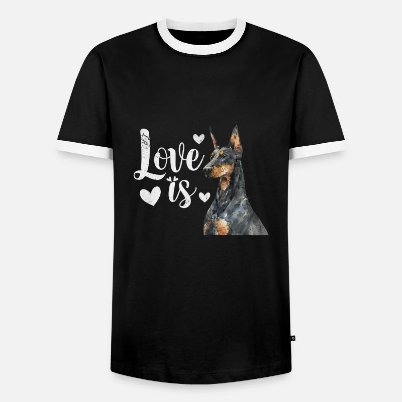 Dobermann - Männer Kontrast-T-Shirt - Schwarz/Weiß
