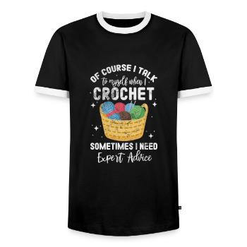 Crochet Knitting - Men's Ringer Shirt - black/white - Front - AI Model Female 172 light (172cm) & AI Model Male 178 light (178cm)