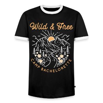 Bachelorette Hen Party Bride - Men's Ringer Shirt - black/white - Front - AI Model Female 172 light (172cm) & AI Model Male 178 light (178cm)