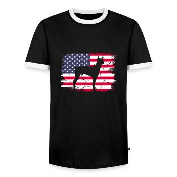 Doberman chien chiens cadeau pour animaux de compagnie - T-shirt contrasté Homme - noir/blanc - Devant - AI Model Female 172 light (172cm) & AI Model Male 178 light (178cm)