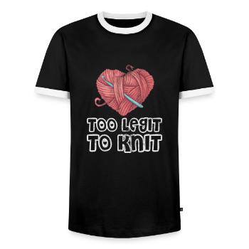 Crochet Knitting - Men's Ringer Shirt - black/white - Front - AI Model Female 172 light (172cm) & AI Model Male 178 light (178cm)