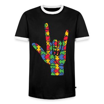 Autismus - Männer Kontrast-T-Shirt - Schwarz/Weiß - Vorne - AI Model Female 172 light (172cm) & AI Model Male 178 light (178cm)