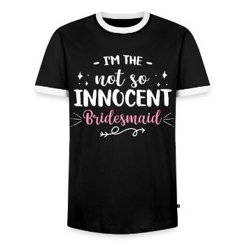 Bachelorette Hen Party Bride - Men's Ringer Shirt - black/white - Front - AI Model Female 172 light (172cm) & AI Model Male 178 light (178cm)