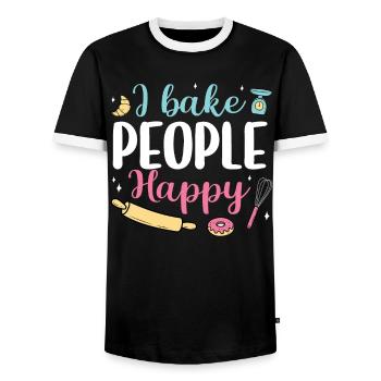 Bäcker Bäckerein Backwaren Backen Geschenk - Männer Kontrast-T-Shirt - Schwarz/Weiß - Vorne - AI Model Female 172 light (172cm) & AI Model Male 178 light (178cm)