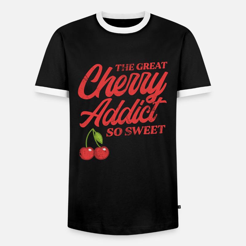 Kirsche - Männer Kontrast-T-Shirt - Schwarz/Weiß