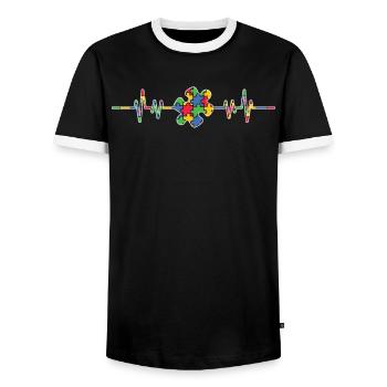 Journée de sensibilisation à l’autisme : Cadeau pour autistes - T-shirt contrasté Homme - noir/blanc - Devant - AI Model Female 172 light (172cm) & AI Model Male 178 light (178cm)