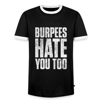 Burpees - Männer Kontrast-T-Shirt - Schwarz/Weiß - Vorne - AI Model Female 172 light (172cm) & AI Model Male 178 light (178cm)