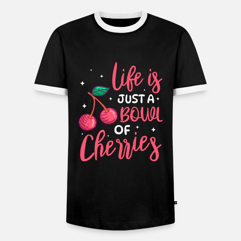 Kirsche Kirschbaum Kirschblüte Frucht Geschenk - Männer Kontrast-T-Shirt - Schwarz/Weiß