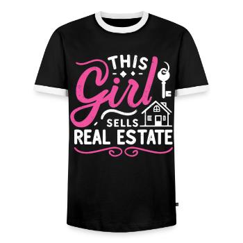 Realtor - Men's Ringer Shirt - black/white - Front - AI Model Female 172 light (172cm) & AI Model Male 178 light (178cm)