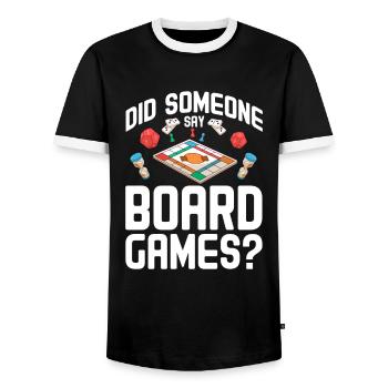 Board Game Board Games Game Night Games Gift - Men's Ringer Shirt - black/white - Front - AI Model Female 172 light (172cm) & AI Model Male 178 light (178cm)