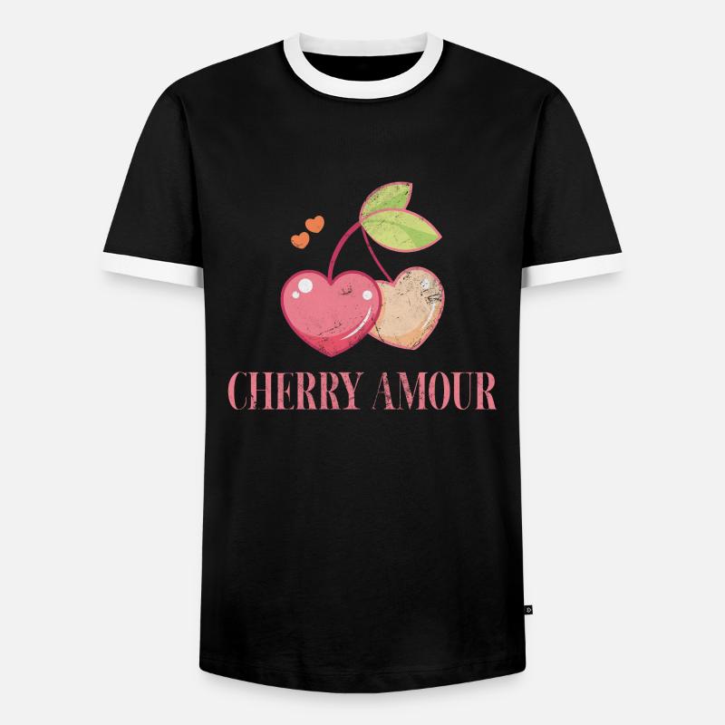 Kirsche - Männer Kontrast-T-Shirt - Schwarz/Weiß