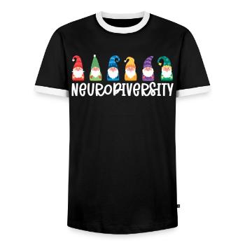 Journée de sensibilisation à l’autisme : Cadeau pour autistes - T-shirt contrasté Homme - noir/blanc - Devant - AI Model Female 172 light (172cm) & AI Model Male 178 light (178cm)