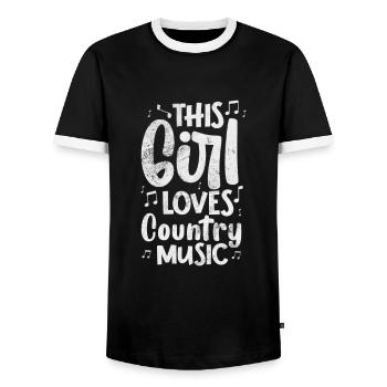 Country - Men's Ringer Shirt - black/white - Front - AI Model Female 172 light (172cm) & AI Model Male 178 light (178cm)