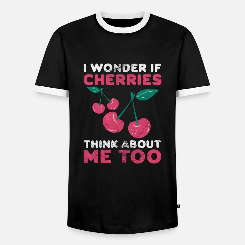 Kirsche - Männer Kontrast-T-Shirt - Schwarz/Weiß