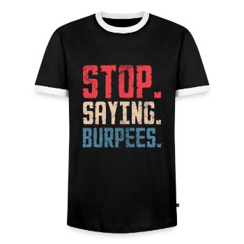 Burpees - Männer Kontrast-T-Shirt - Schwarz/Weiß - Vorne - AI Model Female 172 light (172cm) & AI Model Male 178 light (178cm)