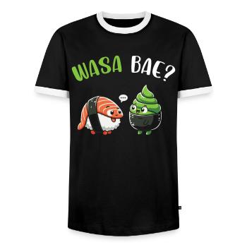 Sushi Food Japon Nigiri Cadeau - T-shirt contrasté Homme - noir/blanc - Devant - AI Model Female 172 light (172cm) & AI Model Male 178 light (178cm)