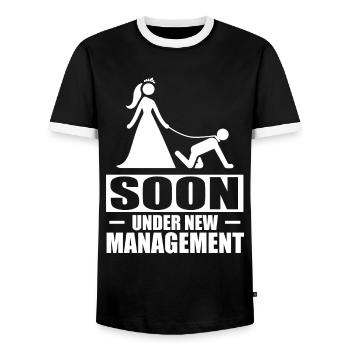 Enterrement de vie de jeune fille et de jeune fille - T-shirt contrasté Homme - noir/blanc - Devant - AI Model Female 172 light (172cm) & AI Model Male 178 light (178cm)