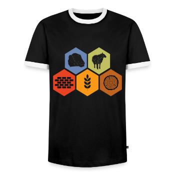 Jeux de société Jeux de société Jeux de soirée Jeux Cadeau - T-shirt contrasté Homme - noir/blanc - Devant - AI Model Female 172 light (172cm) & AI Model Male 178 light (178cm)