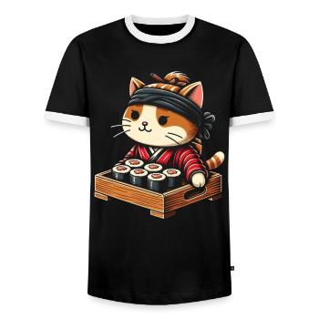 Sushi Food Japon Nigiri Cadeau - T-shirt contrasté Homme - noir/blanc - Devant - AI Model Female 172 light (172cm) & AI Model Male 178 light (178cm)
