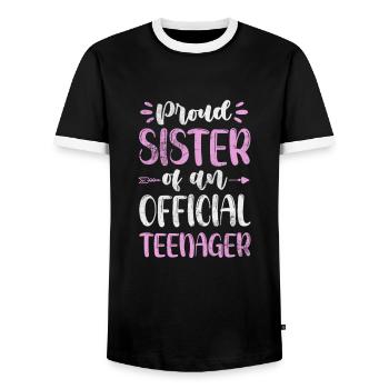 Teenager - Men's Ringer Shirt - black/white - Front - AI Model Female 172 light (172cm) & AI Model Male 178 light (178cm)